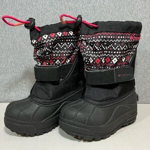 Columbia Powderbug -Snow Boot, Waterproof, Black Pink, Little Kids' Toddler Sz 8